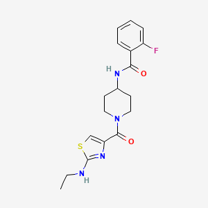 molecular formula C18H21FN4O2S B7078296 N-[1-[2-(ethylamino)-1,3-thiazole-4-carbonyl]piperidin-4-yl]-2-fluorobenzamide 