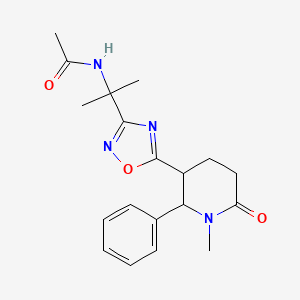 molecular formula C19H24N4O3 B7078301 N-[2-[5-(1-methyl-6-oxo-2-phenylpiperidin-3-yl)-1,2,4-oxadiazol-3-yl]propan-2-yl]acetamide 