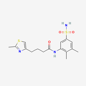 molecular formula C16H21N3O3S2 B7078379 N-(2,3-dimethyl-5-sulfamoylphenyl)-4-(2-methyl-1,3-thiazol-4-yl)butanamide 