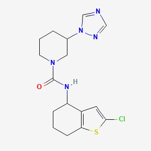molecular formula C16H20ClN5OS B7078388 N-(2-chloro-4,5,6,7-tetrahydro-1-benzothiophen-4-yl)-3-(1,2,4-triazol-1-yl)piperidine-1-carboxamide 