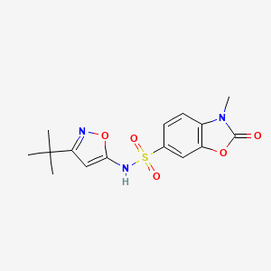 molecular formula C15H17N3O5S B7078418 N-(3-tert-butyl-1,2-oxazol-5-yl)-3-methyl-2-oxo-1,3-benzoxazole-6-sulfonamide 