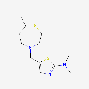 molecular formula C12H21N3S2 B7078433 N,N-dimethyl-5-[(7-methyl-1,4-thiazepan-4-yl)methyl]-1,3-thiazol-2-amine 