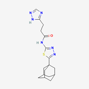 molecular formula C17H22N6OS B7078462 N-[5-(1-adamantyl)-1,3,4-thiadiazol-2-yl]-3-(1H-1,2,4-triazol-5-yl)propanamide 