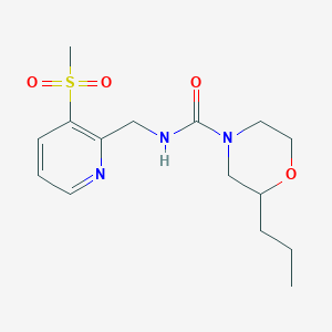 molecular formula C15H23N3O4S B7078501 N-[(3-methylsulfonylpyridin-2-yl)methyl]-2-propylmorpholine-4-carboxamide 