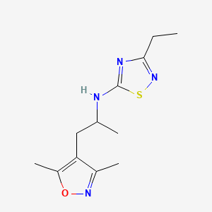 molecular formula C12H18N4OS B7078540 N-[1-(3,5-dimethyl-1,2-oxazol-4-yl)propan-2-yl]-3-ethyl-1,2,4-thiadiazol-5-amine 