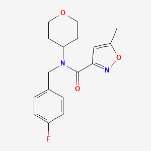 molecular formula C17H19FN2O3 B7078716 N-[(4-fluorophenyl)methyl]-5-methyl-N-(oxan-4-yl)-1,2-oxazole-3-carboxamide 