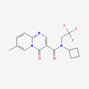 molecular formula C16H16F3N3O2 B7078765 N-cyclobutyl-7-methyl-4-oxo-N-(2,2,2-trifluoroethyl)pyrido[1,2-a]pyrimidine-3-carboxamide 
