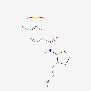 molecular formula C16H23NO4S B7078826 N-[2-(2-hydroxyethyl)cyclopentyl]-4-methyl-3-methylsulfonylbenzamide 