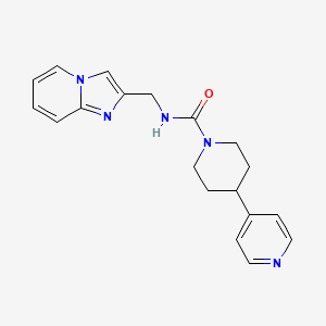 molecular formula C19H21N5O B7078924 N-(imidazo[1,2-a]pyridin-2-ylmethyl)-4-pyridin-4-ylpiperidine-1-carboxamide 