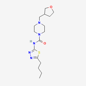 molecular formula C16H27N5O2S B7078970 N-(5-butyl-1,3,4-thiadiazol-2-yl)-4-(oxolan-3-ylmethyl)piperazine-1-carboxamide 