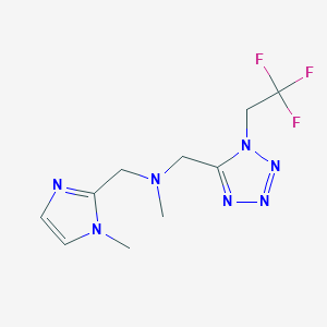 molecular formula C10H14F3N7 B7078995 N-methyl-1-(1-methylimidazol-2-yl)-N-[[1-(2,2,2-trifluoroethyl)tetrazol-5-yl]methyl]methanamine 