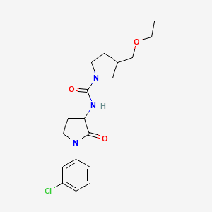 molecular formula C18H24ClN3O3 B7079011 N-[1-(3-chlorophenyl)-2-oxopyrrolidin-3-yl]-3-(ethoxymethyl)pyrrolidine-1-carboxamide 