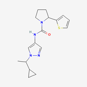 molecular formula C17H22N4OS B7079120 N-[1-(1-cyclopropylethyl)pyrazol-4-yl]-2-thiophen-2-ylpyrrolidine-1-carboxamide 