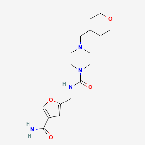 molecular formula C17H26N4O4 B7079332 N-[(4-carbamoylfuran-2-yl)methyl]-4-(oxan-4-ylmethyl)piperazine-1-carboxamide 