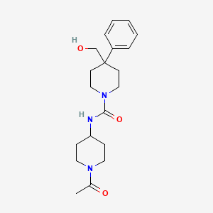 molecular formula C20H29N3O3 B7079432 N-(1-acetylpiperidin-4-yl)-4-(hydroxymethyl)-4-phenylpiperidine-1-carboxamide 