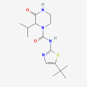 molecular formula C15H24N4O2S B7079442 N-(5-tert-butyl-1,3-thiazol-2-yl)-3-oxo-2-propan-2-ylpiperazine-1-carboxamide 