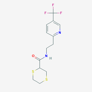molecular formula C13H15F3N2OS2 B7079449 N-[2-[5-(trifluoromethyl)pyridin-2-yl]ethyl]-1,4-dithiane-2-carboxamide 