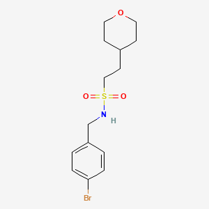 molecular formula C14H20BrNO3S B7079584 N-[(4-bromophenyl)methyl]-2-(oxan-4-yl)ethanesulfonamide 