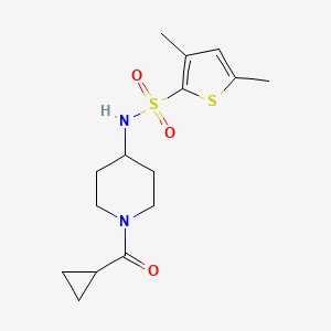 molecular formula C15H22N2O3S2 B7079602 N-[1-(cyclopropanecarbonyl)piperidin-4-yl]-3,5-dimethylthiophene-2-sulfonamide 