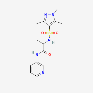 molecular formula C15H21N5O3S B7079819 N-(6-methylpyridin-3-yl)-2-[(1,3,5-trimethylpyrazol-4-yl)sulfonylamino]propanamide 
