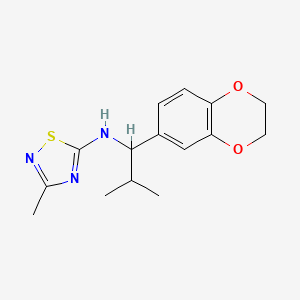 molecular formula C15H19N3O2S B7079838 N-[1-(2,3-dihydro-1,4-benzodioxin-6-yl)-2-methylpropyl]-3-methyl-1,2,4-thiadiazol-5-amine 