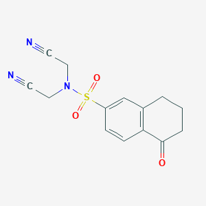 molecular formula C14H13N3O3S B7079866 N,N-bis(cyanomethyl)-5-oxo-7,8-dihydro-6H-naphthalene-2-sulfonamide 