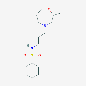 molecular formula C15H30N2O3S B7079923 N-[3-(2-methyl-1,4-oxazepan-4-yl)propyl]cyclohexanesulfonamide 