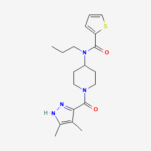 molecular formula C19H26N4O2S B7079943 N-[1-(4,5-dimethyl-1H-pyrazole-3-carbonyl)piperidin-4-yl]-N-propylthiophene-2-carboxamide 