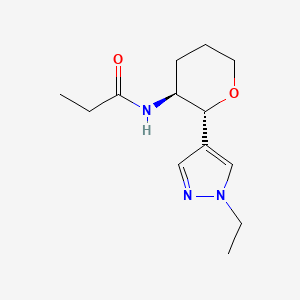 molecular formula C13H21N3O2 B7080030 N-[(2R,3S)-2-(1-ethylpyrazol-4-yl)oxan-3-yl]propanamide 