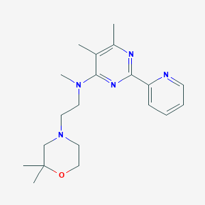 molecular formula C20H29N5O B7080071 N-[2-(2,2-dimethylmorpholin-4-yl)ethyl]-N,5,6-trimethyl-2-pyridin-2-ylpyrimidin-4-amine 