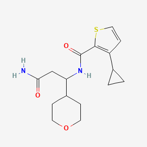 molecular formula C16H22N2O3S B7080079 N-[3-amino-1-(oxan-4-yl)-3-oxopropyl]-3-cyclopropylthiophene-2-carboxamide 