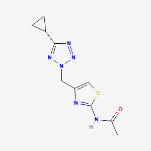 molecular formula C10H12N6OS B7080093 N-[4-[(5-cyclopropyltetrazol-2-yl)methyl]-1,3-thiazol-2-yl]acetamide 