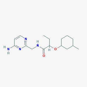 molecular formula C16H26N4O2 B7080109 N-[(4-aminopyrimidin-2-yl)methyl]-2-(3-methylcyclohexyl)oxybutanamide 