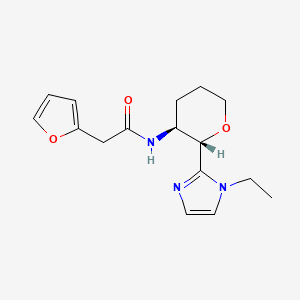 molecular formula C16H21N3O3 B7080124 N-[(2S,3S)-2-(1-ethylimidazol-2-yl)oxan-3-yl]-2-(furan-2-yl)acetamide 