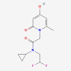 molecular formula C13H16F2N2O3 B7080181 N-cyclopropyl-N-(2,2-difluoroethyl)-2-(4-hydroxy-2-methyl-6-oxopyridin-1-yl)acetamide 