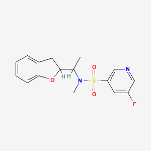 molecular formula C16H17FN2O3S B7080250 N-[1-(2,3-dihydro-1-benzofuran-2-yl)ethyl]-5-fluoro-N-methylpyridine-3-sulfonamide 