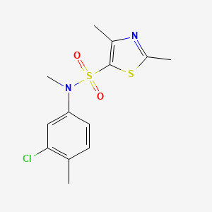 molecular formula C13H15ClN2O2S2 B7080254 N-(3-chloro-4-methylphenyl)-N,2,4-trimethyl-1,3-thiazole-5-sulfonamide 