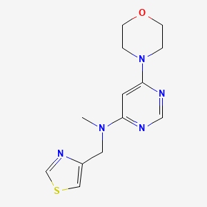 molecular formula C13H17N5OS B7080310 N-methyl-6-morpholin-4-yl-N-(1,3-thiazol-4-ylmethyl)pyrimidin-4-amine 