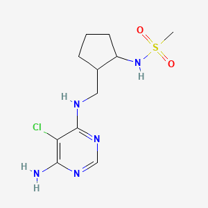 molecular formula C11H18ClN5O2S B7080324 N-[2-[[(6-amino-5-chloropyrimidin-4-yl)amino]methyl]cyclopentyl]methanesulfonamide 