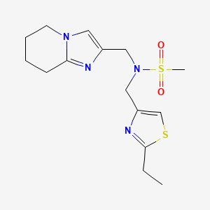 molecular formula C15H22N4O2S2 B7080339 N-[(2-ethyl-1,3-thiazol-4-yl)methyl]-N-(5,6,7,8-tetrahydroimidazo[1,2-a]pyridin-2-ylmethyl)methanesulfonamide 