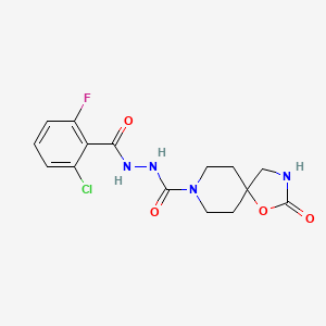 molecular formula C15H16ClFN4O4 B7080422 N'-(2-chloro-6-fluorobenzoyl)-2-oxo-1-oxa-3,8-diazaspiro[4.5]decane-8-carbohydrazide 