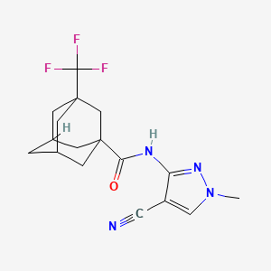 molecular formula C17H19F3N4O B7080431 N-(4-cyano-1-methylpyrazol-3-yl)-3-(trifluoromethyl)adamantane-1-carboxamide 
