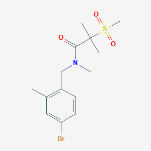 molecular formula C14H20BrNO3S B7080438 N-[(4-bromo-2-methylphenyl)methyl]-N,2-dimethyl-2-methylsulfonylpropanamide 