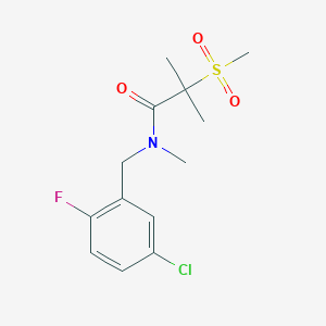 molecular formula C13H17ClFNO3S B7080445 N-[(5-chloro-2-fluorophenyl)methyl]-N,2-dimethyl-2-methylsulfonylpropanamide 