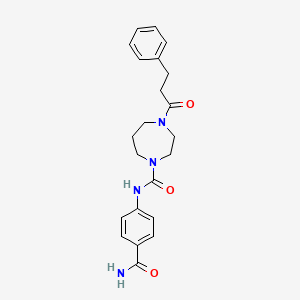 molecular formula C22H26N4O3 B7080460 N-(4-carbamoylphenyl)-4-(3-phenylpropanoyl)-1,4-diazepane-1-carboxamide 