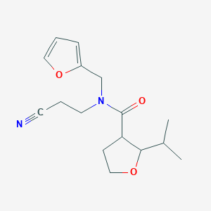 molecular formula C16H22N2O3 B7080482 N-(2-cyanoethyl)-N-(furan-2-ylmethyl)-2-propan-2-yloxolane-3-carboxamide 