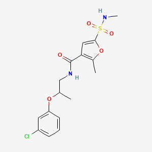 molecular formula C16H19ClN2O5S B7080544 N-[2-(3-chlorophenoxy)propyl]-2-methyl-5-(methylsulfamoyl)furan-3-carboxamide 
