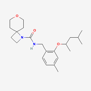 molecular formula C22H34N2O3 B7080550 N-[[4-methyl-2-(4-methylpentan-2-yloxy)phenyl]methyl]-7-oxa-1-azaspiro[3.5]nonane-1-carboxamide 