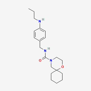 molecular formula C20H31N3O2 B7080568 N-[[4-(propylamino)phenyl]methyl]-1-oxa-4-azaspiro[5.5]undecane-4-carboxamide 
