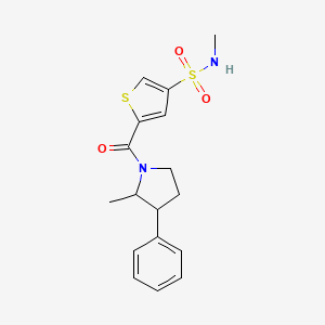 molecular formula C17H20N2O3S2 B7080586 N-methyl-5-(2-methyl-3-phenylpyrrolidine-1-carbonyl)thiophene-3-sulfonamide 